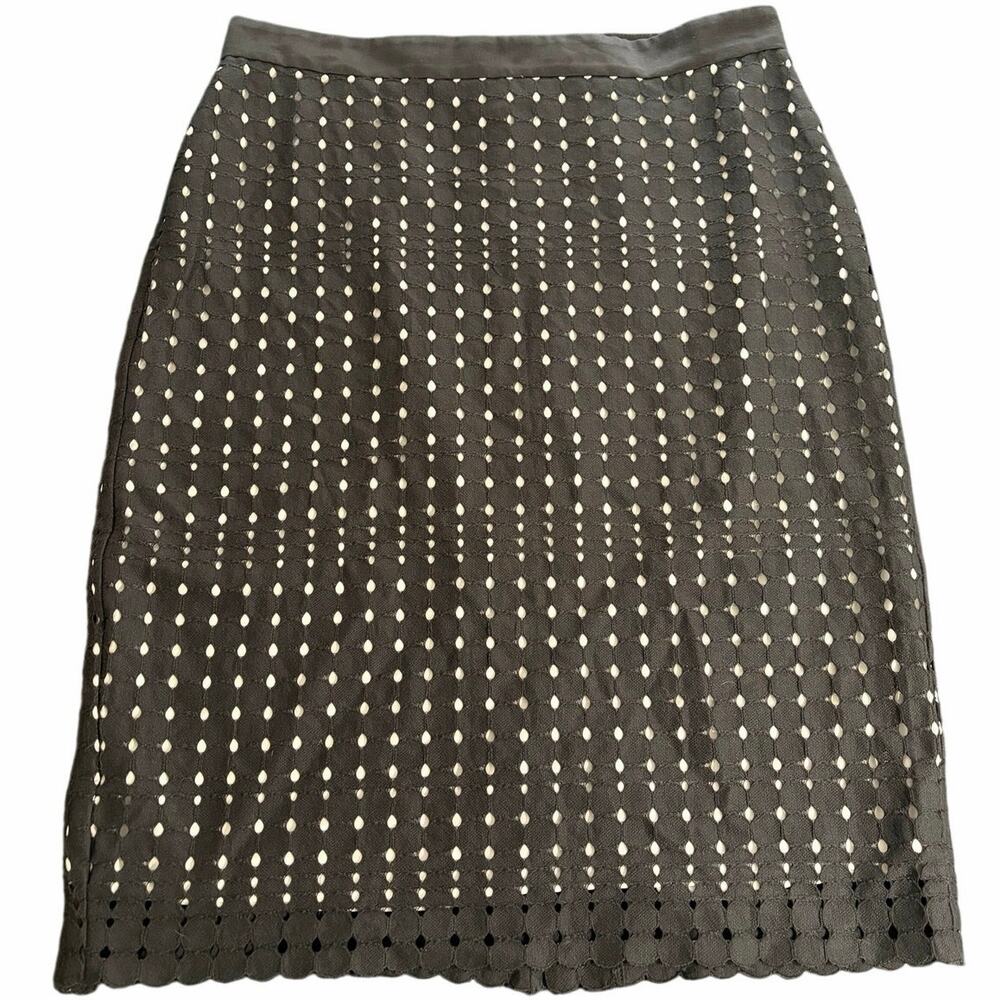 Ann Taylor Black Eyelet Pencil Skirt Women's 8
